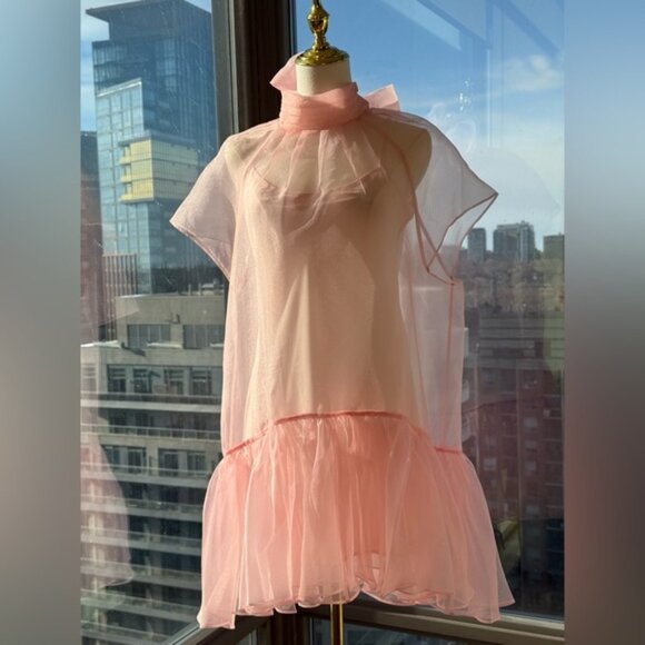 🆕 SIMKHAI 🧿 NWT Beaux Tiered Babydoll Mini Dress, Ballet Pink - Sz US 6 - Picture 3 of 16